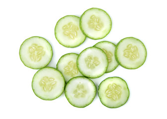 Cucumber sliced isolated on white background