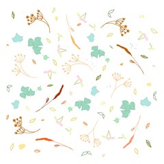 Fototapeta na wymiar abstract floral background, autumn illustration leaves green color 
