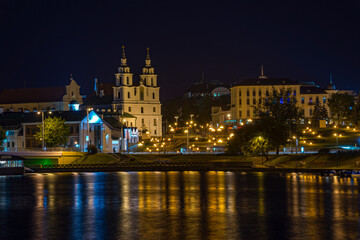 Fototapeta na wymiar Minsk historical center at night, Belarus