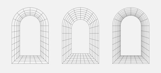 Line design element, arc frame, gate. Editable strokes. Vector illustration isolated on white background, EPS 10 - 459517559