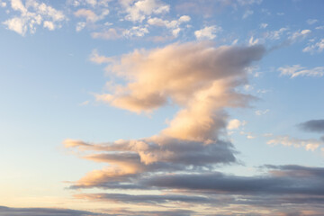 View of colorful cloudscape during dramatic sunset. Taken on West Coast of Vancouver Island, British Columbia, Canada. Nature Background