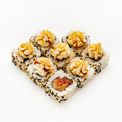 sushi on the white background