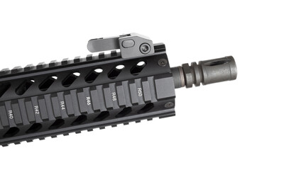 Muzzle end and rail on an AR-15