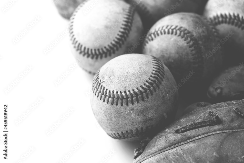 Wall mural vintage texture of baseball equipment on white background. - Wall murals