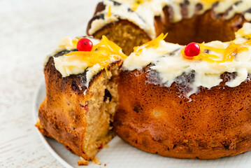 Easter cake with cherrries and orange zest
