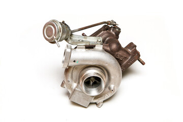 The overhauled old school old and used turbocharger from the sport racing vehicle from the nineties. 