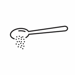 spoon sugar powder icon, add teaspoon ingredients, cooking food baking, thin line web symbol on white background