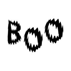 Obraz premium Boo. Hand drawn doodle letters for Halloween poster, greeting card, print or banner. Vector holiday illustration isolated quote on white background.