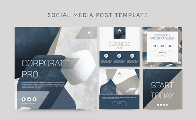 Vector template for brand identity collection, square social media post