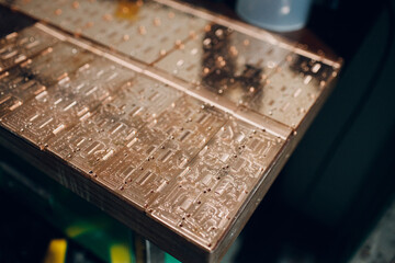 Copper metal plate blanks board for transistors and chips.