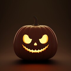 Happy Halloween background with carved pumpkin. 3d render