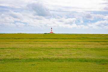 The Westerhevers Lighthouse which was built in 1908 is located in Westerhever, Germany