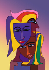 portrait abstract background, Colorful art  illustration,