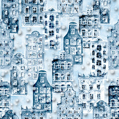 Merry christmas and New Year concept background with snowy winter city