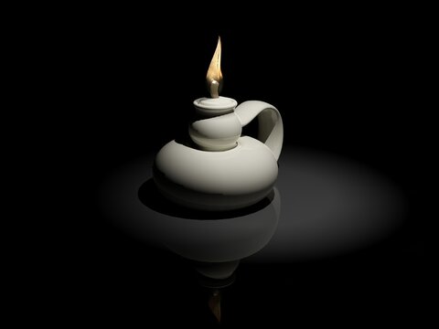 Oil lamp, 3D model.
