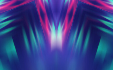 Dark futuristic abstract background. Neon glow, laser show. Geometric blurred lines on a dark background