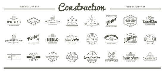 Set of Vector Construction Building Icons Home and Repair can be used as Logo or Icon in premium quality