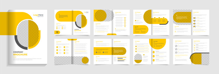 Company profile brochure template design, creative modern shapes premium vector