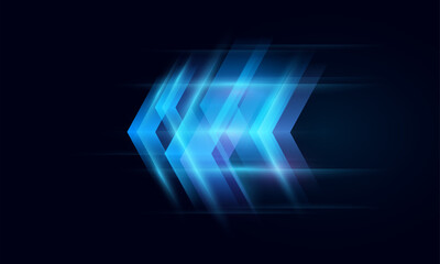 Modern abstract arrows high-speed movement. Dynamic motion on blue background. Movement technology pattern for banner or poster design background concept.