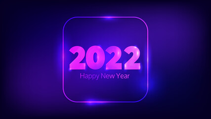 2022 Happy New Year neon background