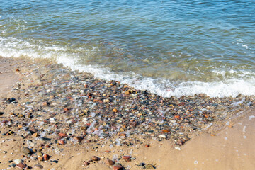 sea waves and stones on the beach