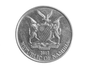 Namibia ten cents coin on white isolated background