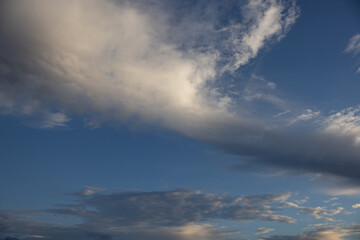Amazing clouds hanging in the blue sky. Wonderful sunset and a better sunrise with beautiful clouds with a colorful sky.
