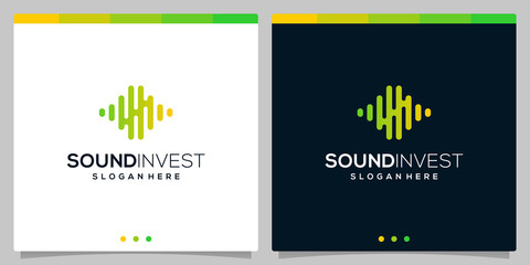financial investment logo with sound audio wave logo concept elements. Premium vector
