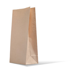 New open paper bag on white background