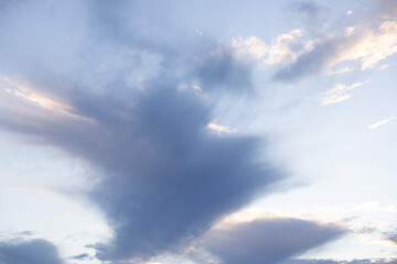 Amazing clouds hanging in the blue sky. Wonderful sunset and a better sunrise with beautiful clouds with a colorful sky.