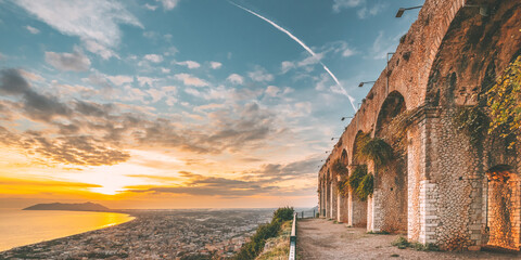 Terracina, Italy. Remains Of Temple Of Jupiter Anxur