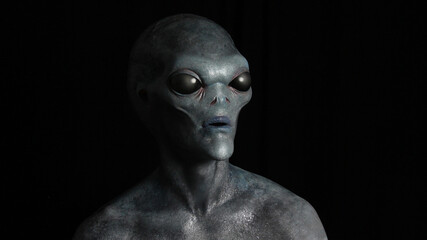 Blue Grey Alien staring from darkness