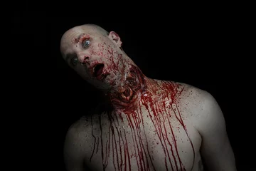 Fotobehang male with bleeding ripped out throat   1 © sidney