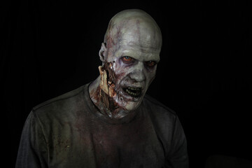 Male zombie with ripped out jaw 