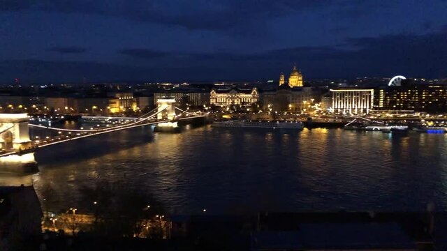 Skyline With The Danube River Budapest footage