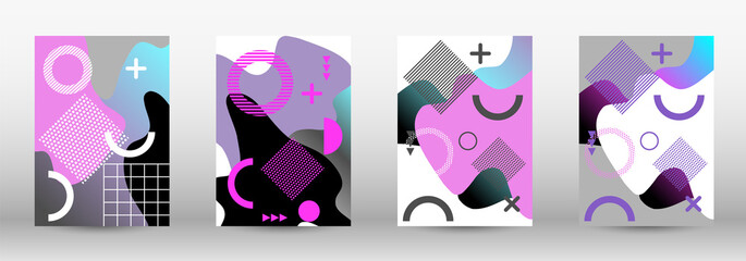 Modern memphis background set covers, great design for any purposes. Colorful trendy illustration. Colorful geometric background design. Creative vector banner illustration.