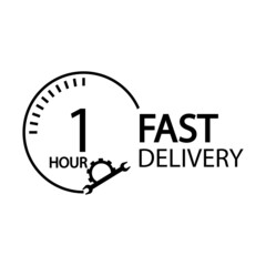 Fast delivery in one hour sign illustration