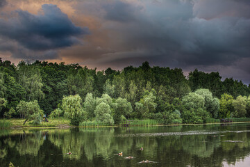 sunset over the lake