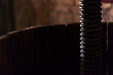 Close up picture of helical screw of a winepress