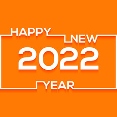 2022 new year greeting card, Happy new year 2022 with embossed and shaded numbers