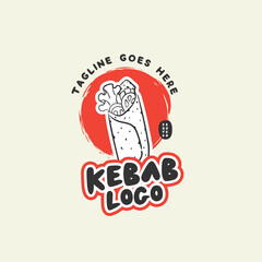 Kebab and shawarma logo design vector template. Vector label Turkish and Arabian fast food.