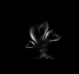 Steam in the form of 3 hearts on a black background