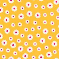 Daisy seamless pattern. Floral ditsy print with small flowers. Chamomile design for fabric, textile, wallpaper. Vector background