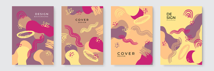 Hand drawn organic abstract background for cover design template