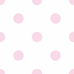 Seamless vector pattern with pastel baby pink polka dots on a white background