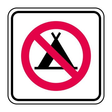 Logo camping interdit.