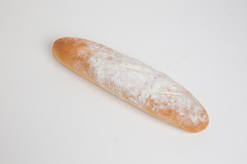 French bread on white background. fresh breakfast.