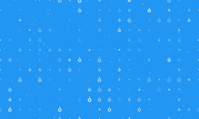 Seamless background pattern of evenly spaced white agender symbols of different sizes and opacity. Vector illustration on blue background with stars