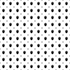 Square seamless background pattern from geometric shapes are different sizes and opacity. The pattern is evenly filled with big black acorn symbols. Vector illustration on white background