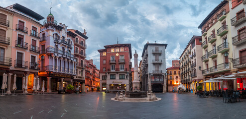 teruel, Spain. 29th august, 2021: square of el torico in teruel mudejar city,Spain